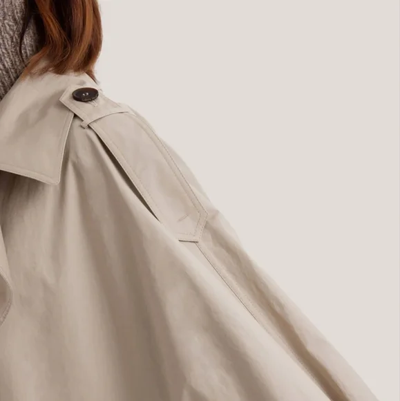 🆕 Gentle Herd Double Breasted Short 100% Cotton Trench Coat in Sand - Picture 5 of 10